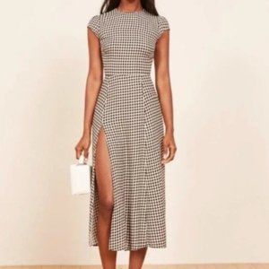 Reformation Monochrome Check Midi Dress